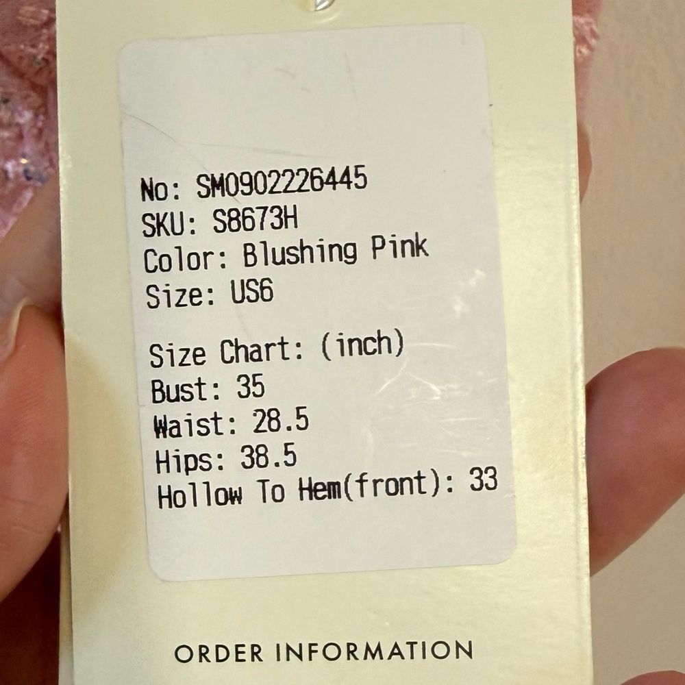 STACEES Floral Sequined Lace-Up Homecoming Dress Glitter Blushing Pink 6 NWT - Picture 13 of 13